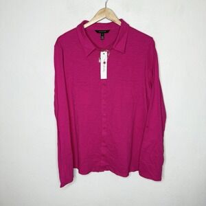 New Long‎ Tall Sally Easygoing Washed  Jersey Shirt Shocking Pink Women's Large
